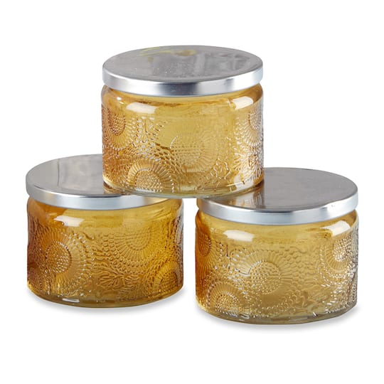 Kate Aspen® Amber Garden Blooms Glass Tea Light Holder, 4ct.